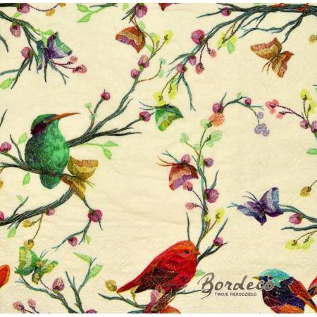 Serwetka decoupage seria PIXIE ptaszki 33x33cm